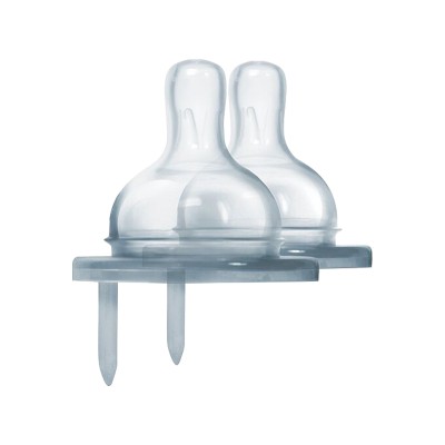 Pura Stainless Steel Natural Vent Nipple - Slow Flow, Pack of 2