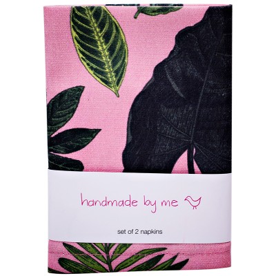 Handmade By Me Napkins Foliage on Pink