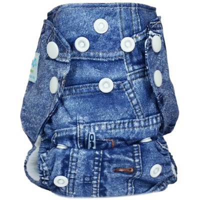 Bamboo Baby Newborn All-In-One Nappy Denim