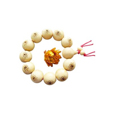Lotus Buddhist Prayer Wood Bracelet 