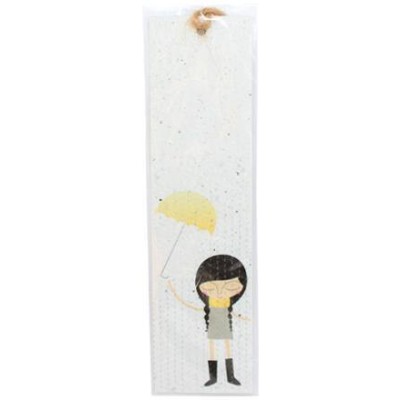 Growing Paper Bookmark - Girl with Umbrella