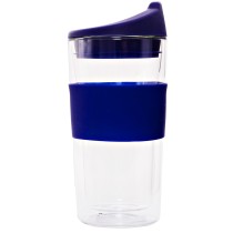 Consol Double Walled Glass Travel Mug With Silicone Lid - Purple