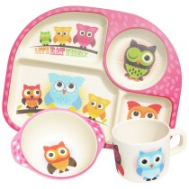 Ecoffee Cup -  Bimbamboo 3 Piece Dining Set - Owls