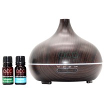 Organico by Oco Life Zen Dark Wood Grain Ultrasonic Diffuser With Reawaken 10ml & Breathe 10ml