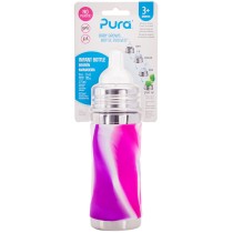 Pura Stainless Steel Pink Swirl Infant Bottle
