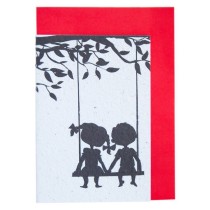 Growing Paper Card - Boy & Girl on Swing